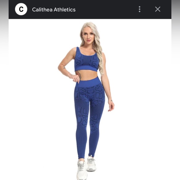 Blue snake print fitness set - Picture 3 of 8